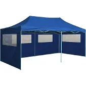 Syfax Gazebo Pieghevole con 4 Pareti 3x6m Acciaio Blu