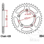 JT Sprockets Pignone Posteriore 420 Jtr894.48 Steel