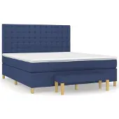 vidaXL Letto a molle con materasso blu 160x200 cm in tessuto