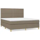 vidaXL Letto a molle con materasso Taupe 180x200 cm in tessuto