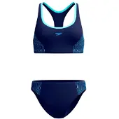 Speedo Women's Placement 2 Piece Bikini Donna (42, blu)