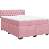 vidaXL Letto a molle con materasso rosa 140x190 cm in velluto