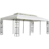 Syfax Gazebo con Tetto Doppio Bianco 6x3 m in Acciaio