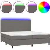 Syfax Giroletto Molle con Materasso e LED Grigio 200x200cm Pelle finta