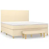 vidaXL Letto a molle con materasso crema 180x200 cm in tessuto
