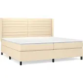 vidaXL Letto a molle con materasso crema 200x200 cm in tessuto