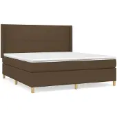 vidaXL Letto a molle con materasso marrone scuro 160x200 cm in tessuto
