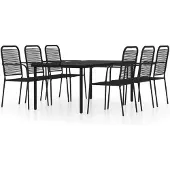 Syfax Set Mobili da Pranzo per Giardino 7 pz Nero