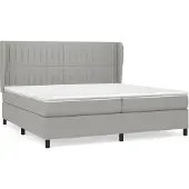 vidaXL Letto a molle con materasso grigio chiaro 200x200 cm in tessuto