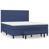 vidaXL Letto a molle con materasso blu 160x200 cm in tessuto