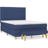 vidaXL Letto a molle con materasso blu 140x200 cm in tessuto