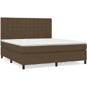 vidaXL Letto a molle con materasso marrone scuro 160x200 cm in tessuto