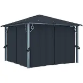 Syfax Gazebo con Tenda 300 x 300 cm Antracite Alluminio