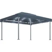 Syfax Gazebo con Pareti e Luci LED 400x300 cm Antracite in Alluminio