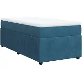 Syfax Giroletto a Molle con Materasso Blu Scuro 80x200 cm in Velluto