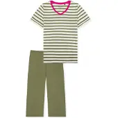 Schiesser Pigiama 'Casual Essentials' cachi / offwhite