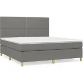 vidaXL Letto a molle con materasso grigio scuro 180x200 cm in tessuto
