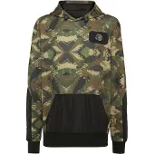 Plein sport Felpa con cappuccio relaxed fit in poliestere con stampa camouflage