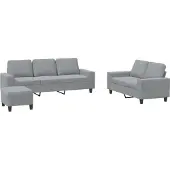 vidaXL Set di divani 3 pezzi in tessuto grigio chiaro