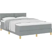 vidaXL Letto boxspring con cuscini , grigio chiaro, 160 x 200 cm, tessuto