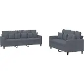 vidaXL Set divano 2 pezzi con cuscini in velluto grigio scuro