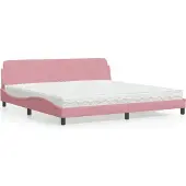 vidaXL Letto con materasso "Dover" rosa 200x200 cm in velluto