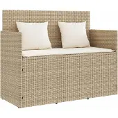 vidaXL Panchina da giardino con cuscini Beige Poly Rattan