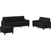 vidaXL Set divano 3 pezzi con cuscini in tessuto nero
