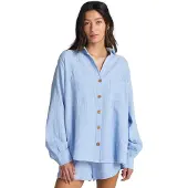 Billabong Women's Swell Blouse Camicetta Donna (S, blu)