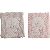 Bigbuy Fun Copertina Per Neonato Con Doppio Orsetto Ricamato 100x75 Cm