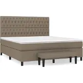 vidaXL Letto a molle con materasso Taupe 180x200 cm in tessuto