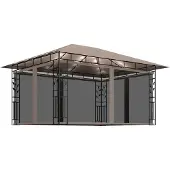 Syfax Gazebo con Zanzariera Luci LED 4x3x2,73 m Grigio Talpa