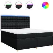 Syfax Giroletto a Molle con Materasso Nero 200x200 cm in Tessuto