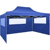 Syfax Gazebo Professionale Pieghevole con 3 Pareti 3x4m Acciaio Blu