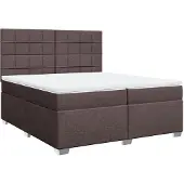 Syfax Giroletto a Molle con Materasso Marrone Scuro 200x200cm Tessuto