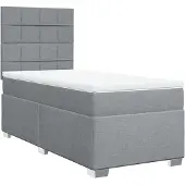 vidaXL Letto a molle con materasso grigio chiaro 90x190 cm in tessuto