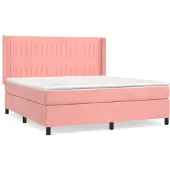 vidaXL Letto a molle con materasso rosa 160x200 cm in velluto