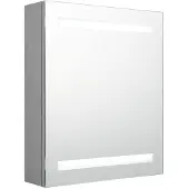 Syfax Armadietto Bagno con Specchio e LED Grigio Cemento 50x14x60 cm
