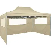 Syfax Gazebo Professionale Pieghevole con 3 Pareti 3x4m Acciaio Crema