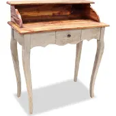 Syfax Scrivania in Legno Massello di Mogano 80x40x92 cm