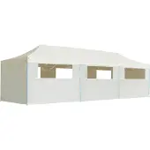 Syfax Tenda Pieghevole Pop-Up 8 Pareti Laterali 870x291x315 cm Crema
