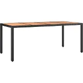 Syfax Tavolo da Giardino Piano Legno Nero Polyrattan Massello Acacia