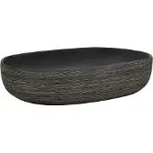 Syfax Lavabo da Appoggio Grigio e Nero Ovale 59x40x14 cm Vetroceramica