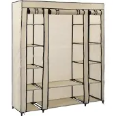 Syfax Armadio con Scomparti e Aste Crema 150x45x176 cm in Tessuto