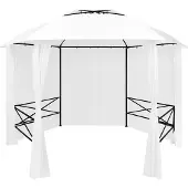 Syfax Gazebo da Giardino con Tende 360x312x265 cm Bianco 180 g/m²