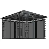 Syfax Gazebo con Zanzariera e Luci LED 3x3x2,73 m Antracite