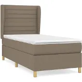 vidaXL Letto a molle con materasso Taupe 100x200 cm in tessuto