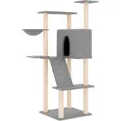 Syfax Albero per Gatti con Tiragraffi in Sisal Grigio Chiaro 143 cm