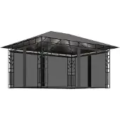 Syfax Gazebo con Zanzariera e Luci LED 4x3x2,73 m Antracite