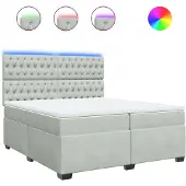 Syfax Giroletto a Molle con Materasso Grigio Chiaro 200x200cm Velluto